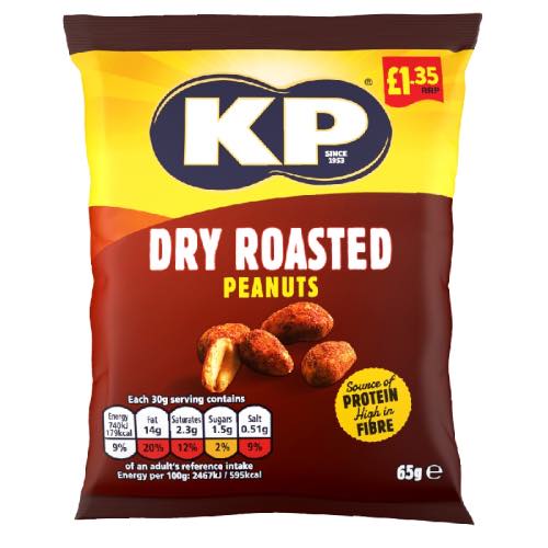 KP DRY ROASTED PEANUTS £1.35 65g Main image