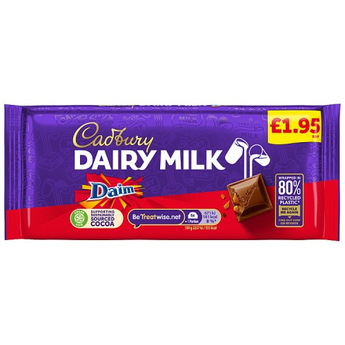 CADBURY DAIRY MILK DAIM CHOCOLATE BAR £1.95 PMP 120g