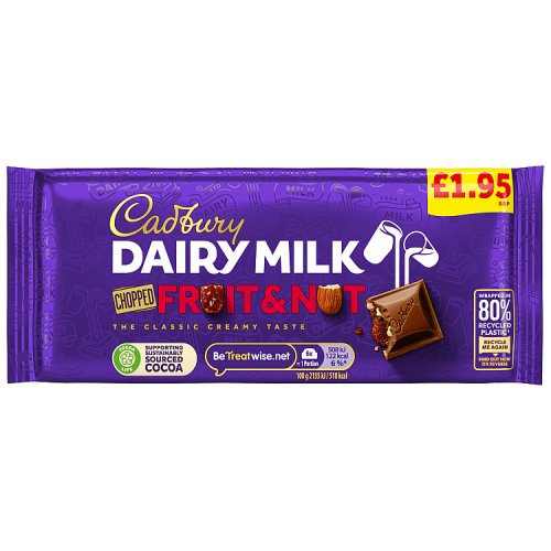 CADBURY DAIRY MILK FRUIT & NUT CHOCOLATE BAR 90g Main image