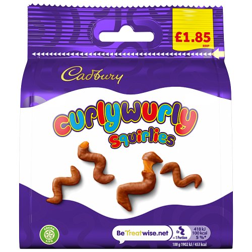 CADBURY CURLY WURLY SQUIRLIES CHOCOLATE BAG £1.85 85g