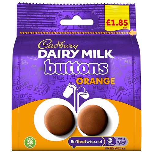 CADBURY ORANGE BUTTONS CHOC BAG £1.85 PMP 85g Main image