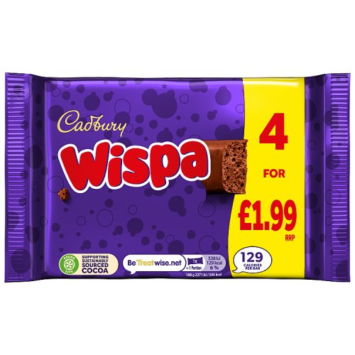 CADBURY WISPA CHOCOLATE BAR 4 PACK PMP 4pk