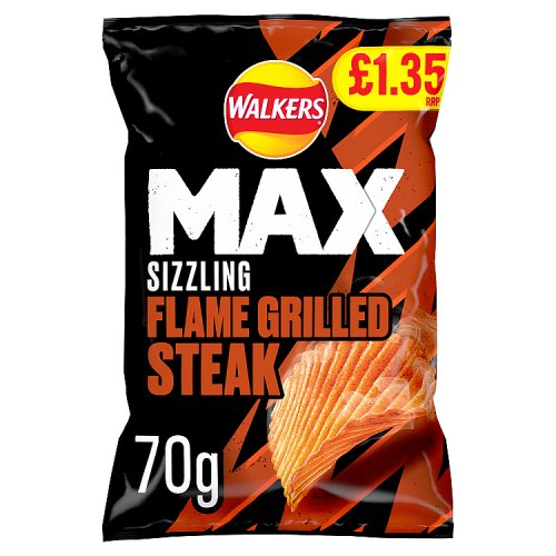 WALKERS MAX FLAME GRILLED STEAK £1.35 70g