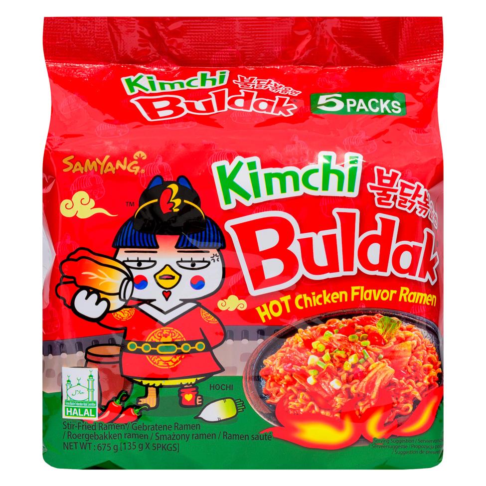 Samyang Buldak Kimchi Hot Chicken Flavour Ramen 5 Pack x 135g