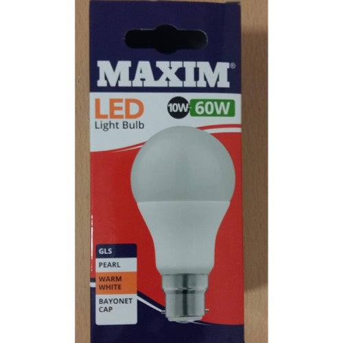 MAXIM LED 60W BC WARM WHITE 10s Main image
