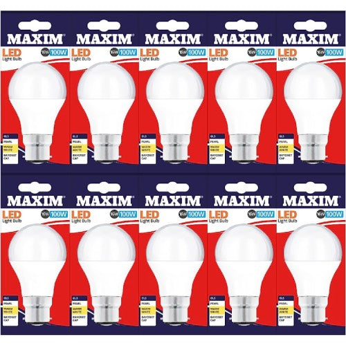 MAXIM LED 100W BC GLS WARM WHITE 10s