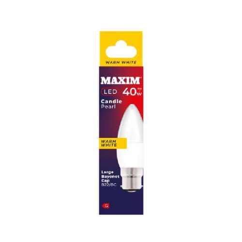 MAXIM LED CANDLE 40W BC WARM WHITE 10s