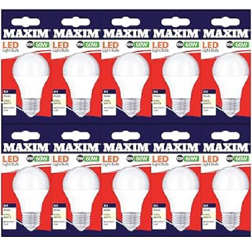 MAXIM LED 60W BC BULBS COOL WHITE 10s