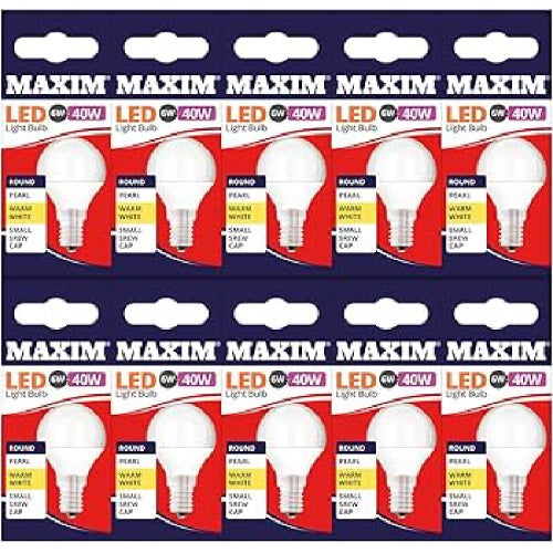 MAXIM LED 40W ROUND SES BULBS COOL WHITE 10s