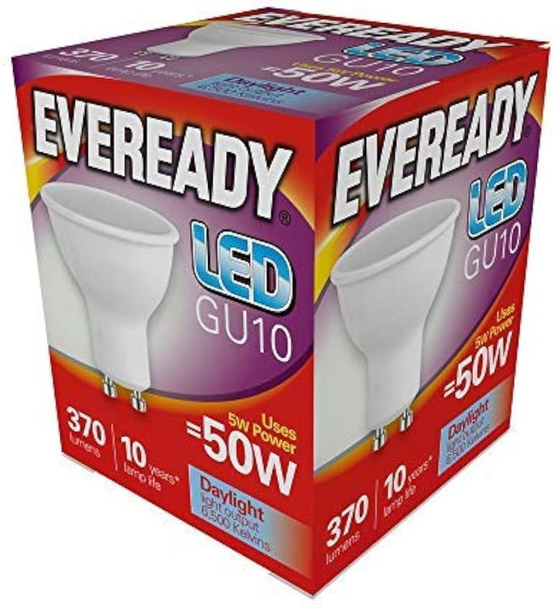 Eveready LED Light Bulb |GU10| |50W| |Daylight| 5 Pack