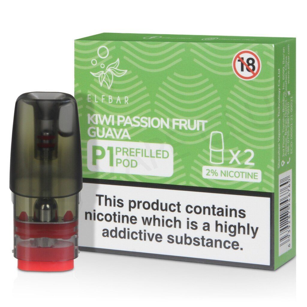 Elf Bar Kiwi Passion Fruit Guava P1 Prefilled Pod 10 Pack