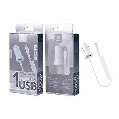 WA2416 Car Charger 1 USB With Type-C Cable 2.4A 5V