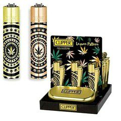 Clipper Gold Leaves Pattern Lighter 12 Pack Main image