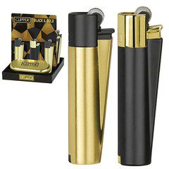 Clipper Gold &Black Lighter 12 Pack