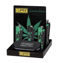 Clipper Green Leaves Pattern Lighter 12 Pack Main image