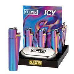 Clipper Icy Pattern Lighter 12 Pack