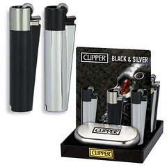 Clipper Black & Silver Lighter 12 Pack