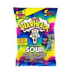 Warheads Assorted Sour Mega Flavour 56g peg Bag Main image