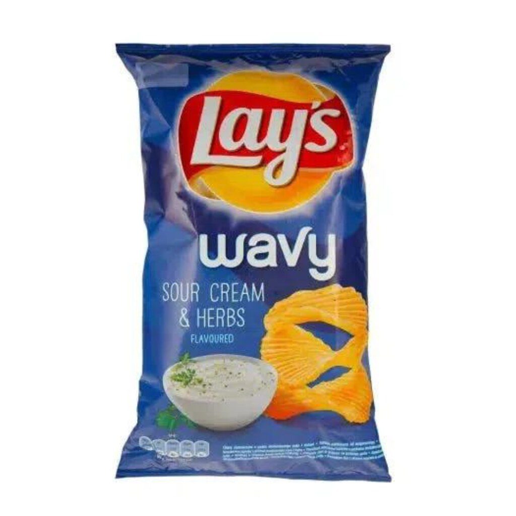 Lays Wavy Sour Cream & Herb 120g 24 Pack Main image