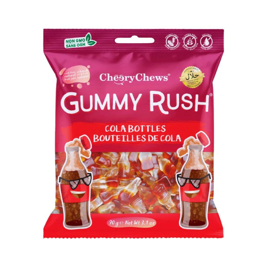 Cheery Chews Gummy Rush Cola Bottle 90g 12 Pack