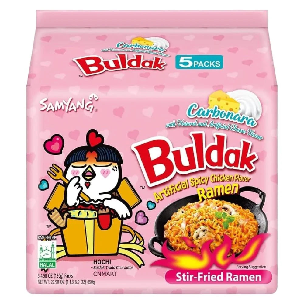 Samyang Buldak Carbonara Hot Chicken Flavour Ramen 130g 5 Pack Main image