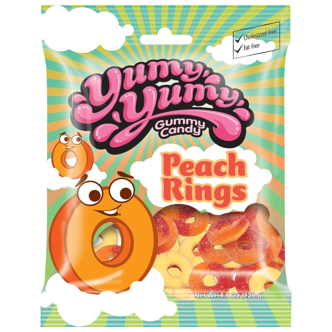 Yummy Yummy Gummy Candy Peach Rings 128 g Main image