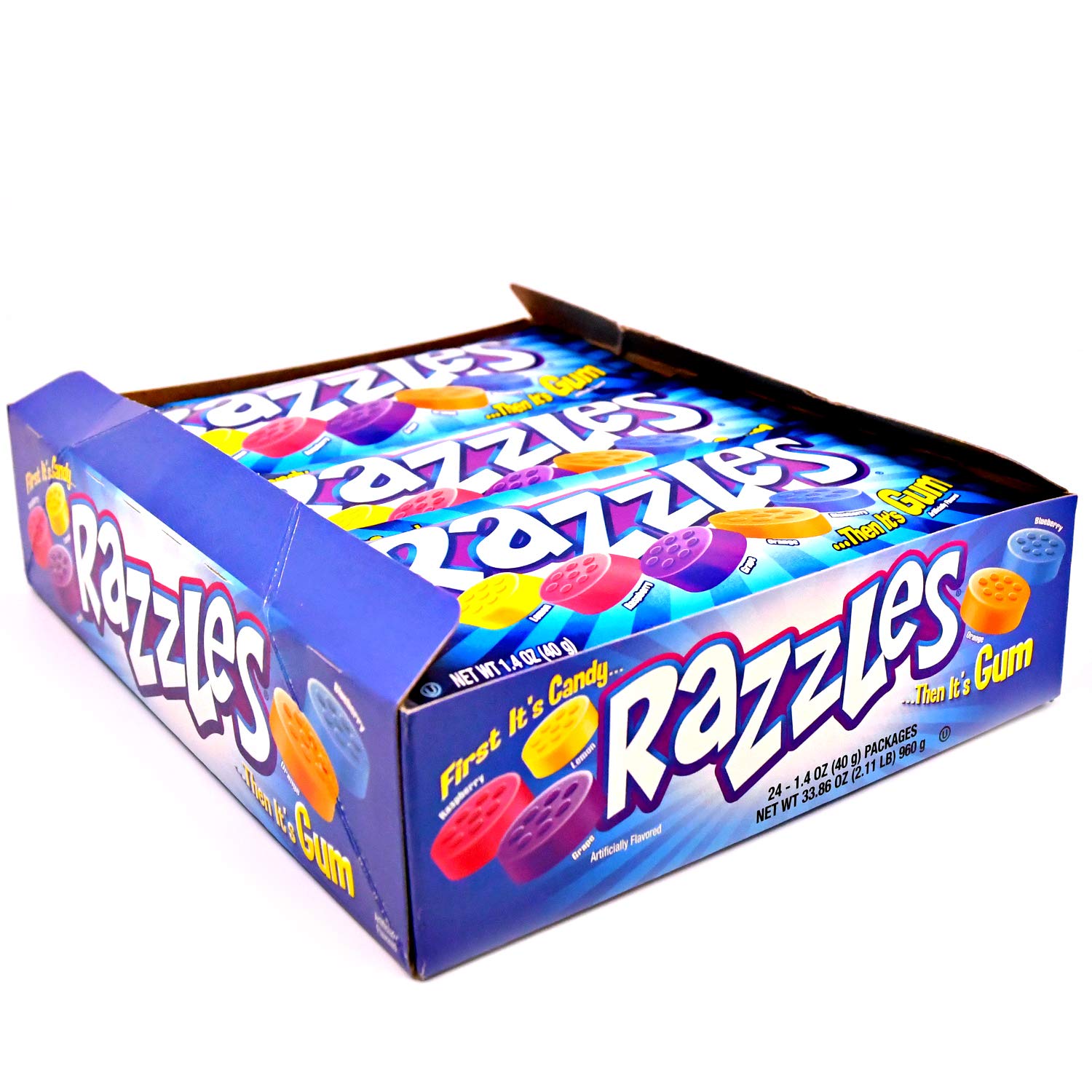 Razzles Blue (Lemon,Raspberry,Grape,Orange,Blueberry) 40g 24 Pack Main image