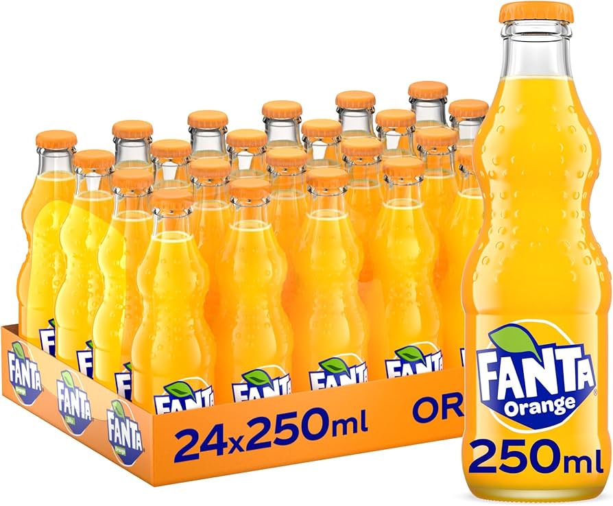 Fanta Orange Soft Drink Glass Bottle 250ml, pack of 24