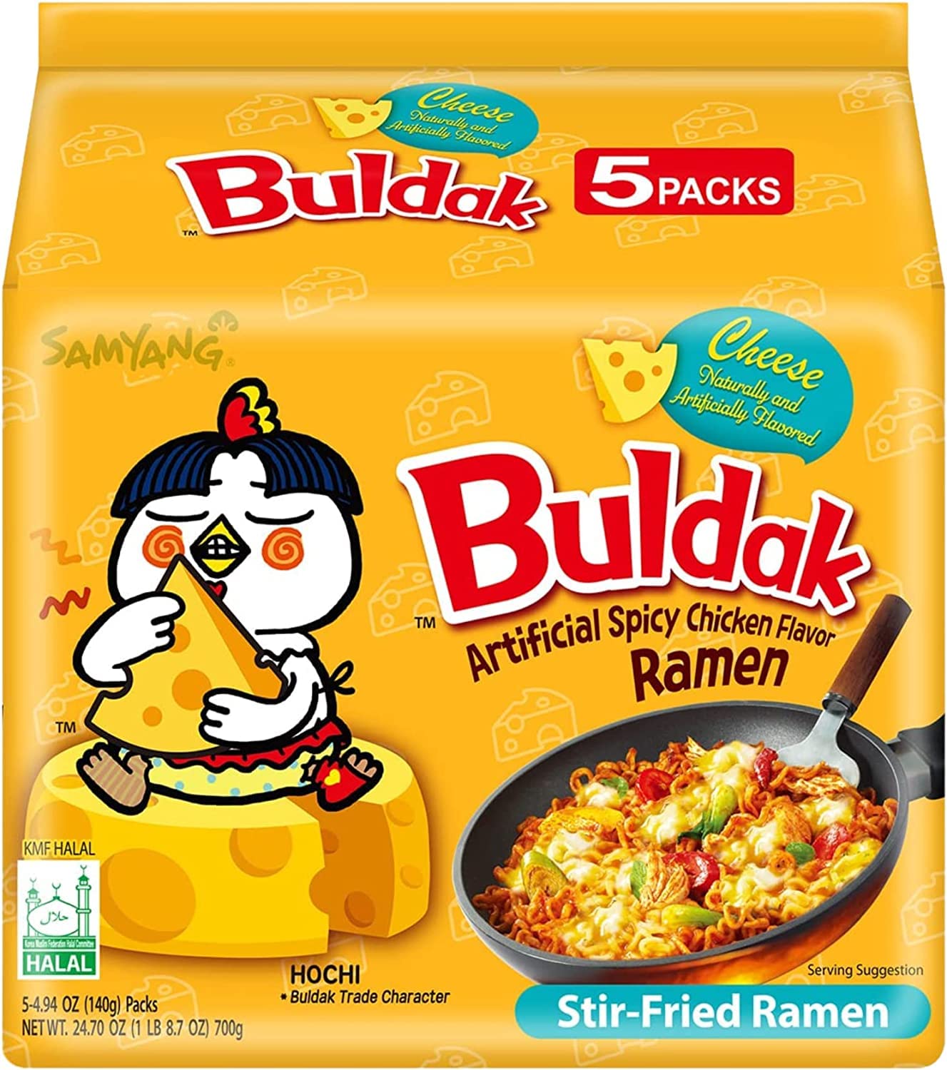 Samyang Buldak Cheese Hot Chicken Flavour Ramen 5 Pack x 140g
