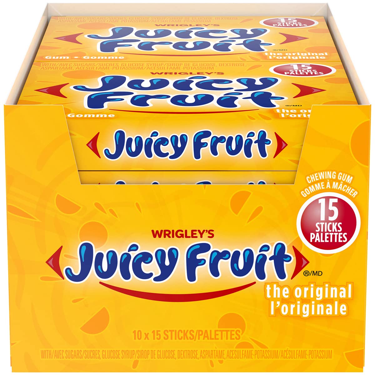 Wrigleys Juicy Fruit Original Stick Gum 10 15ct Tray