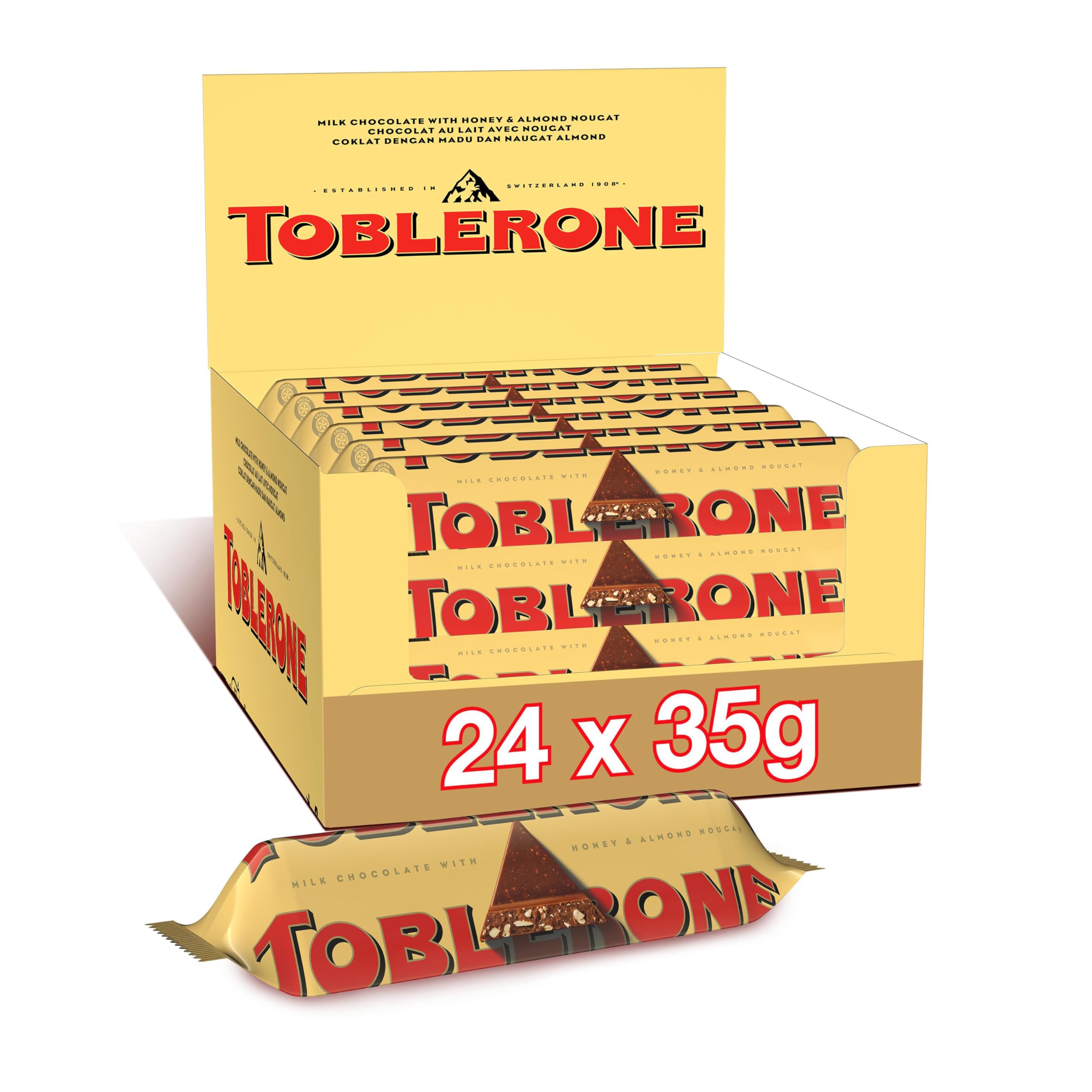 Toblerone Milk Chocolate With Honey And Almond Nougat 24 x 35g Main image