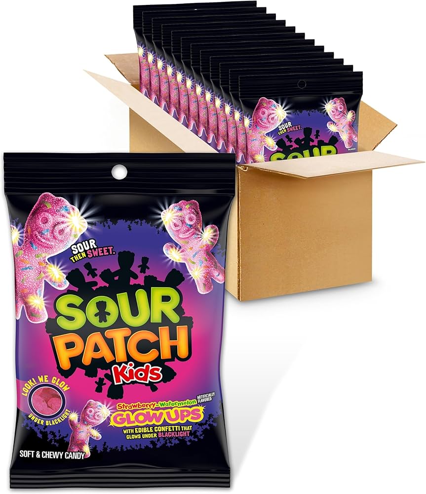 Sour Patch Kids Glow Ups Peg Bags 85g 12 Pack Main image