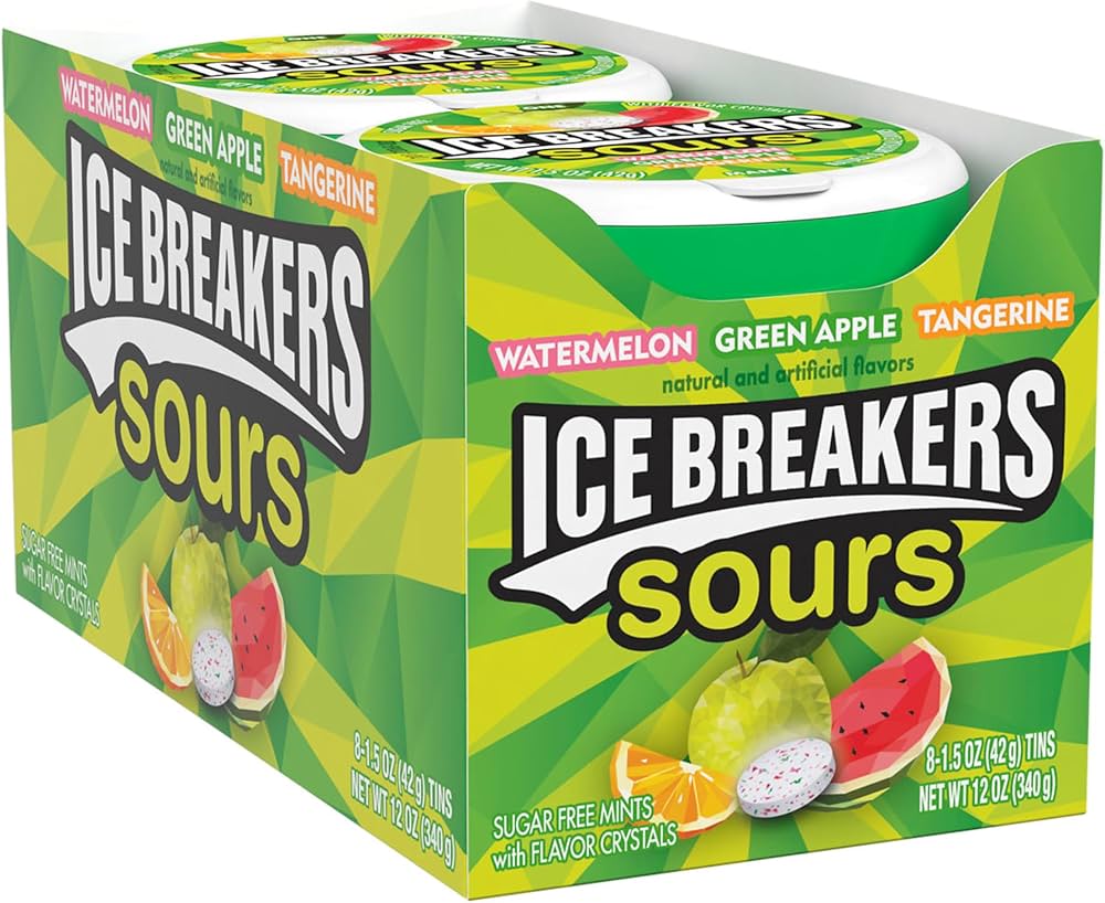 ICE BREAKERS Sours (Green Apple, Tangerine, and Watermelon)(Pack of 8)