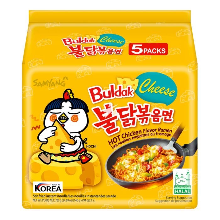 Buldak Cheese Hot Chicken Flavour Ramen 140g 5 Pack
