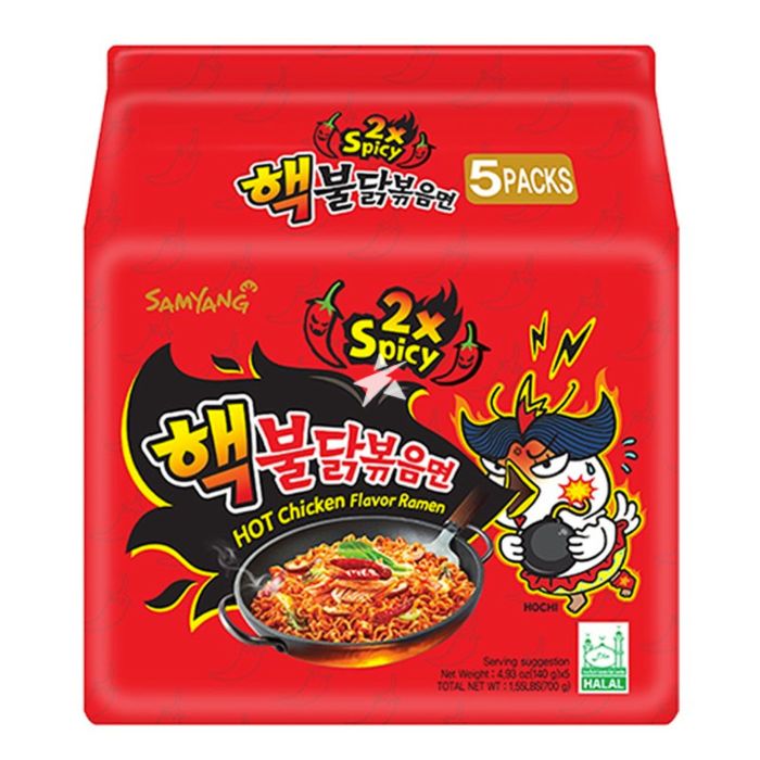 Samyang Buldak 2xSpicy Hot Chicken Flavour Ramen 5 Pack x 140g