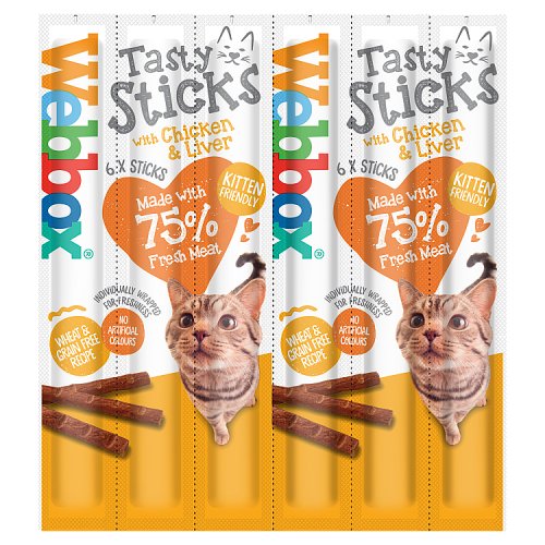WEBBOX CAT TASTY CHICKEN & LIVER STICKS 6S