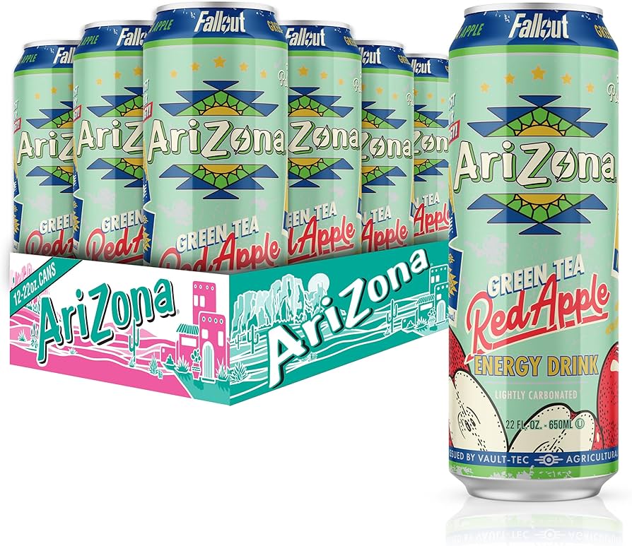 Arizona Fallout Red Apple Green Tea Energy Drink 650ml 12 Pack