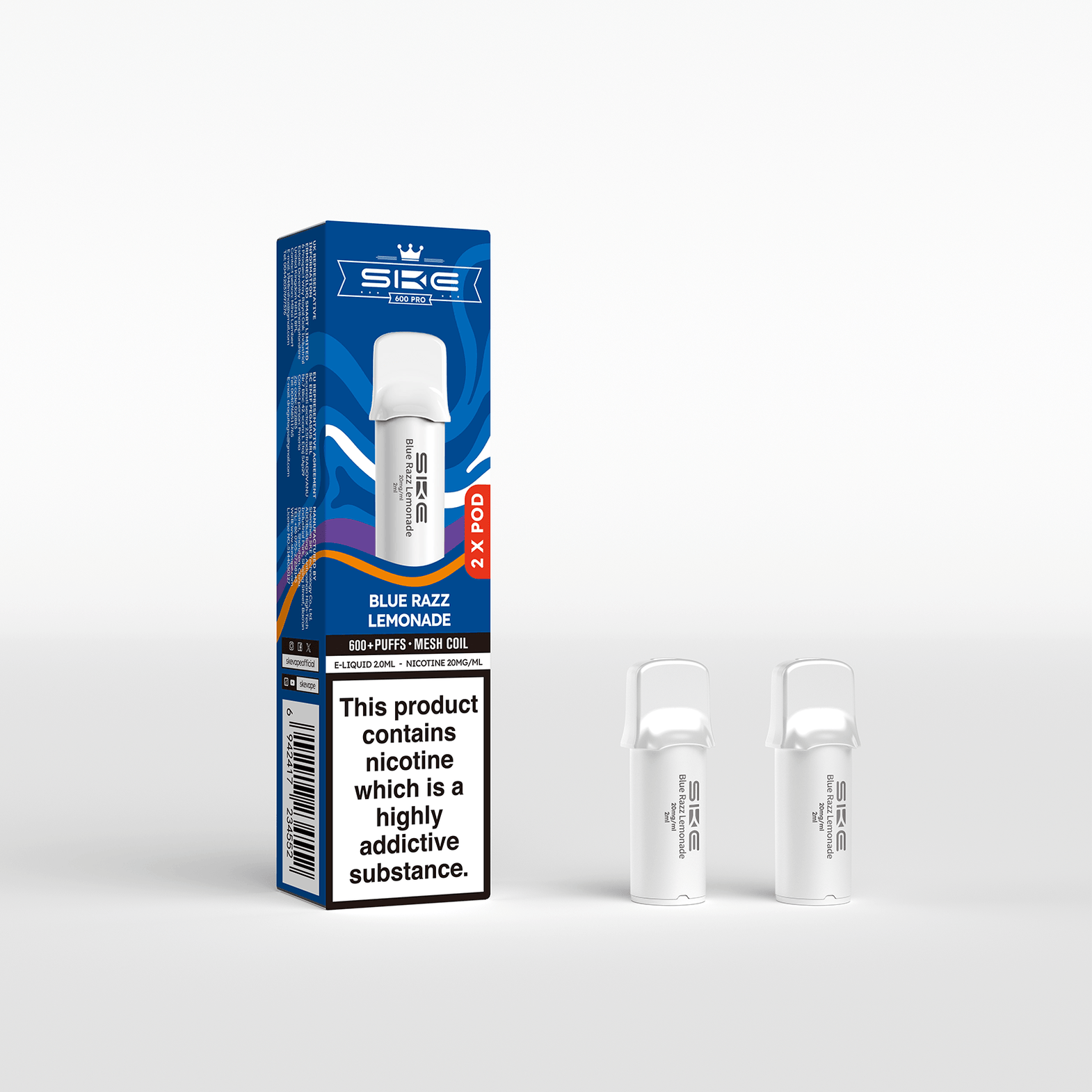 SKE 600 PRO REFILL POD 2 PACK BLUE RAZZ LEMONADE (10)