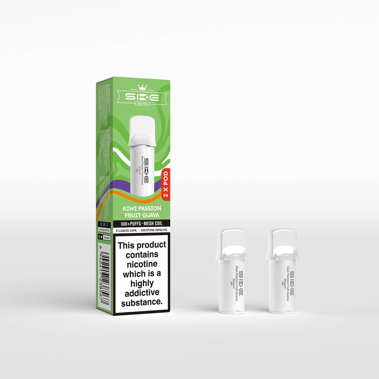 SKE 600 PRO REFILL POD 2 PACK KIWI PASSIONFRUIT GUAVA (10)