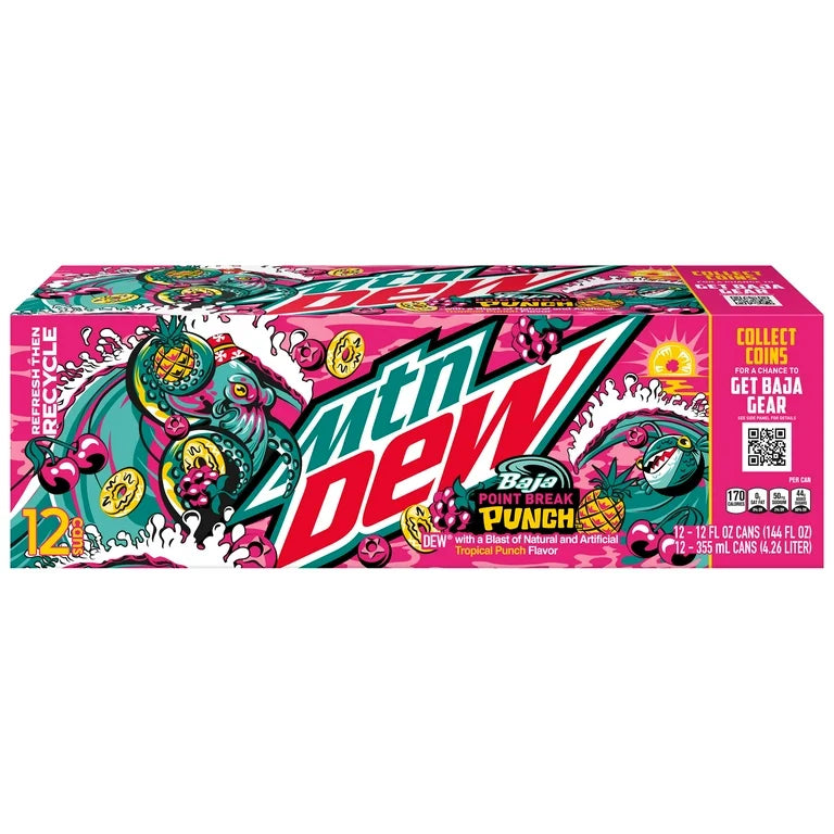 Mountain Dew Baja Point Break Punch 355ml Pack of 12