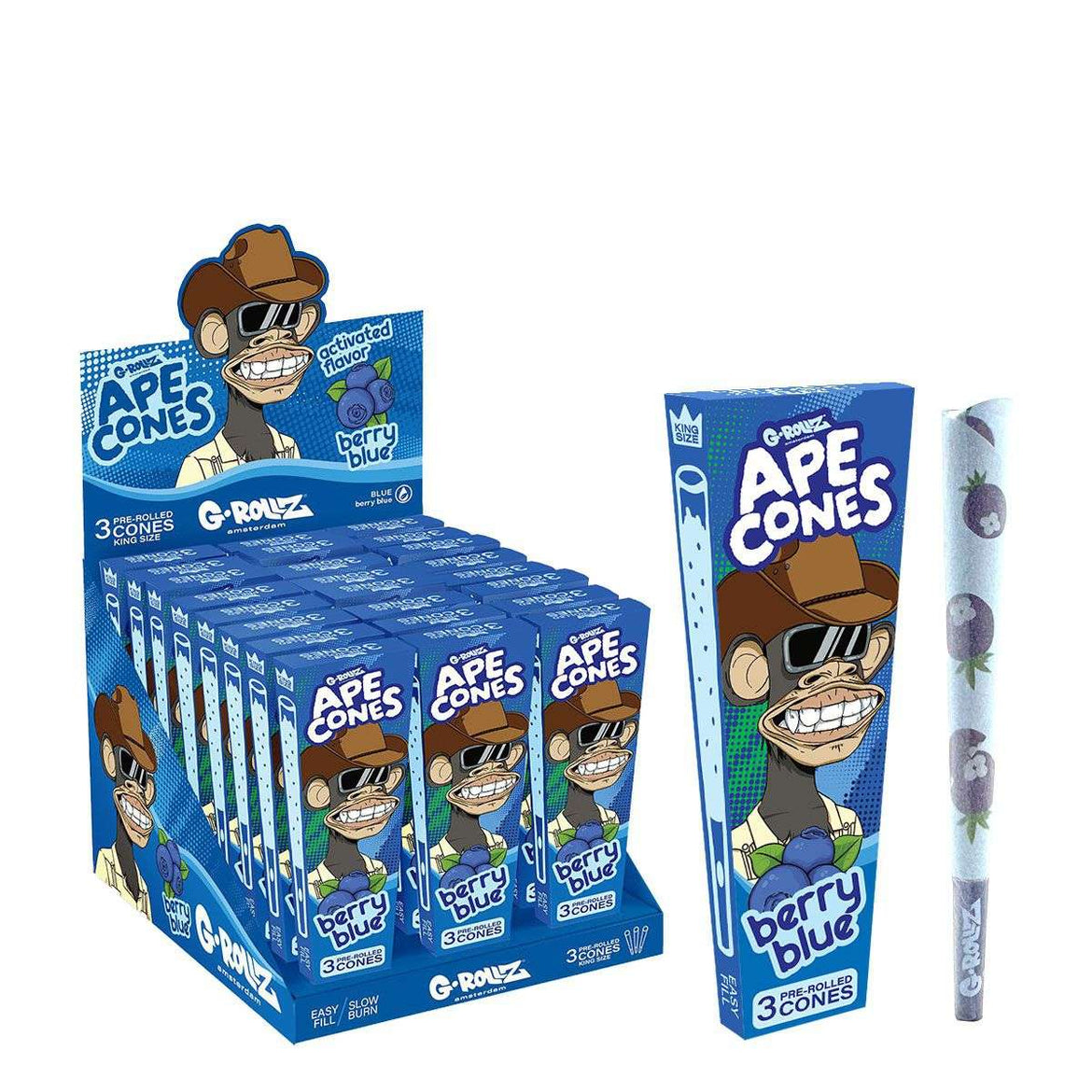 G-ROLLZ APE CONES 3 POP CONES BERRY BLUE (24) Main image