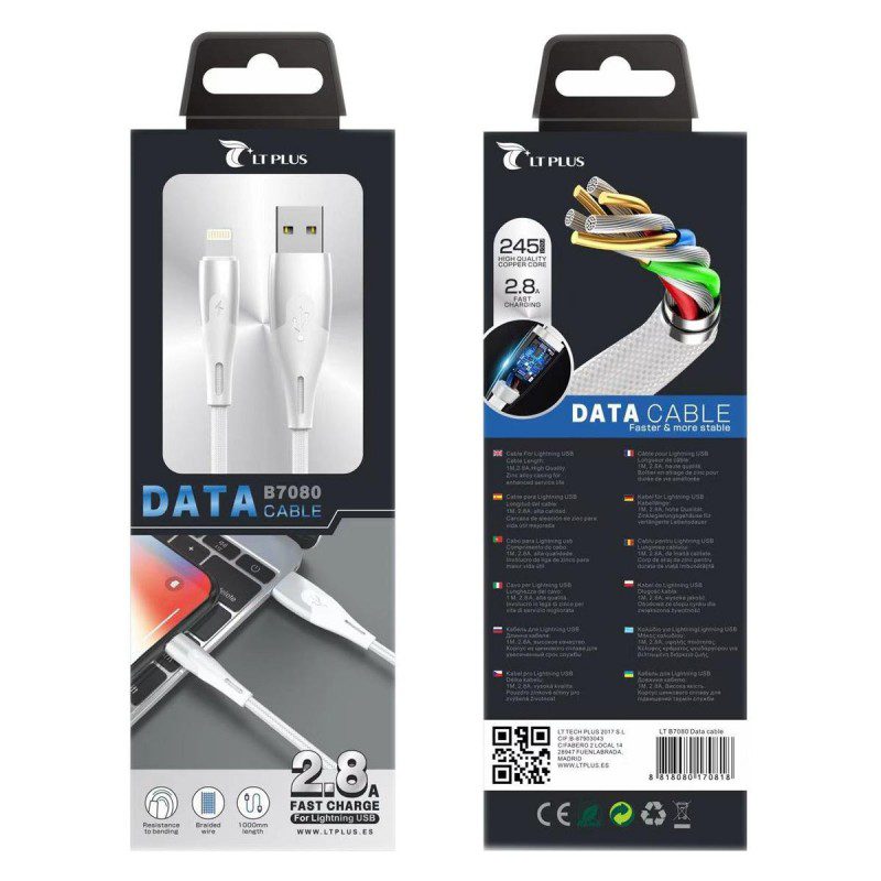 B7080 LT Plus Iphone copper coated USB Cable 1M 2.8A Main image
