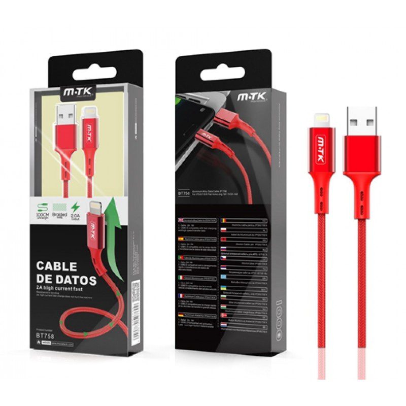 BT758 Braided Aluminum Alloy Cable For IP5/6/7/8/X |2A| |1M| Main image