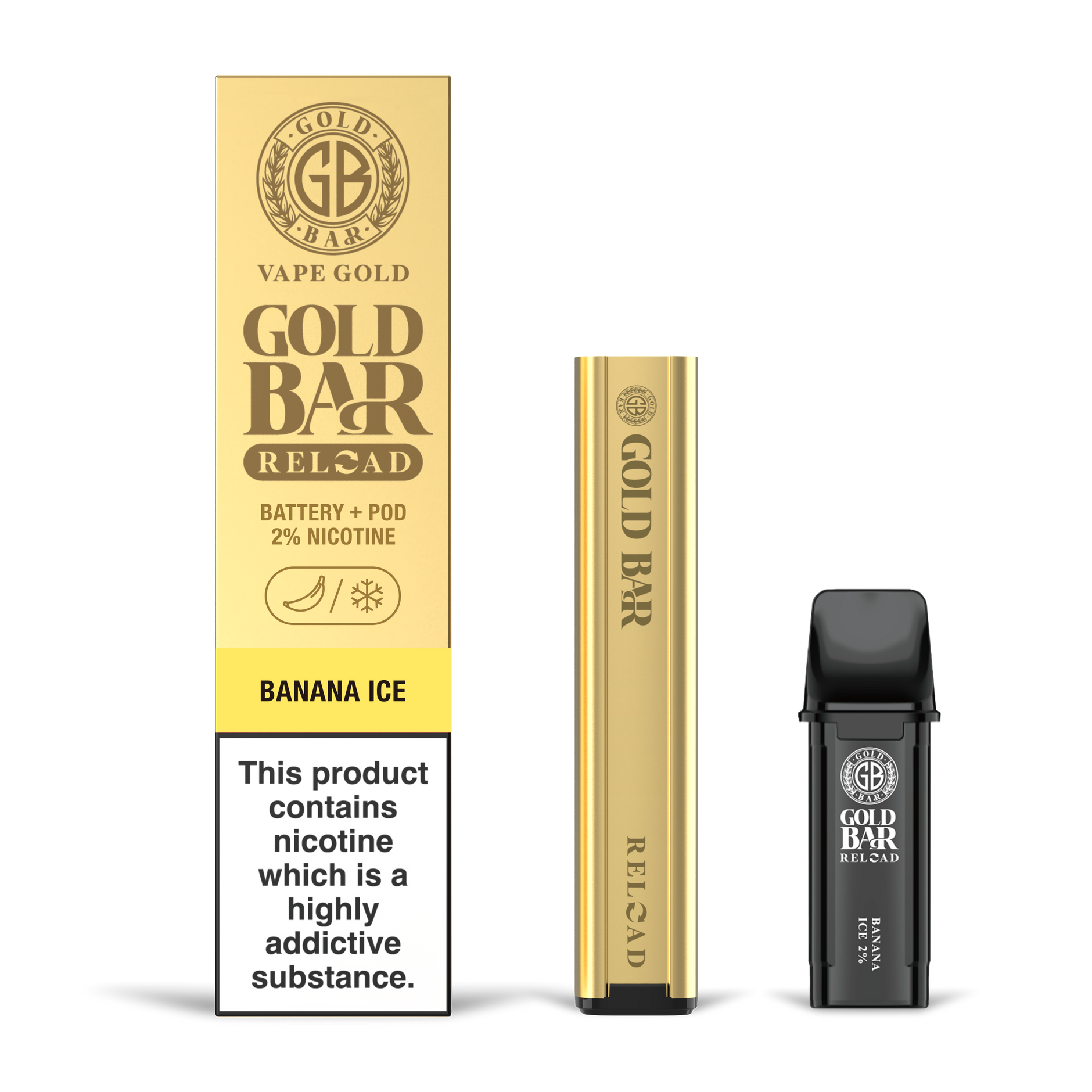 GOLD BAR RELOAD BATTERY + POD BANANA ICE (10) Main image