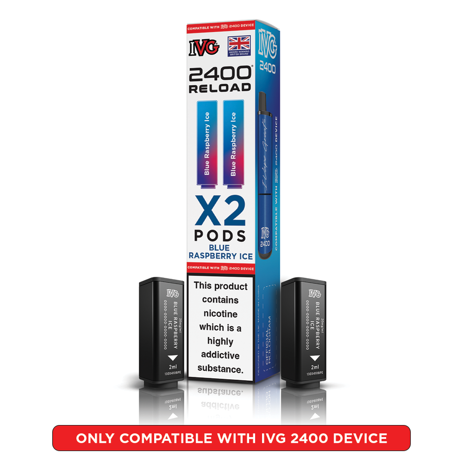 IVG 2400 RELOAD POD 2 PACK BLUE RASPBERRY ICE (5) Main image
