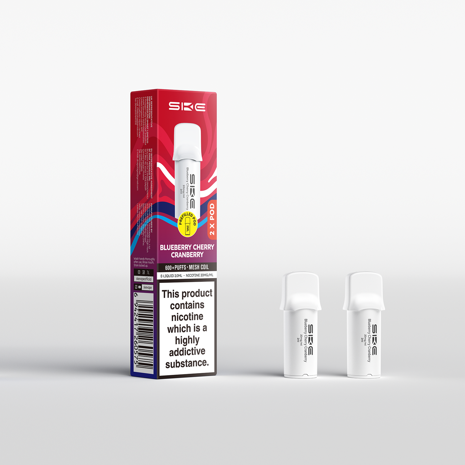 SKE 600 PRO REFILL POD 2 PACK BLUEBERRY CHERRY CRANBERRY (10) Main image