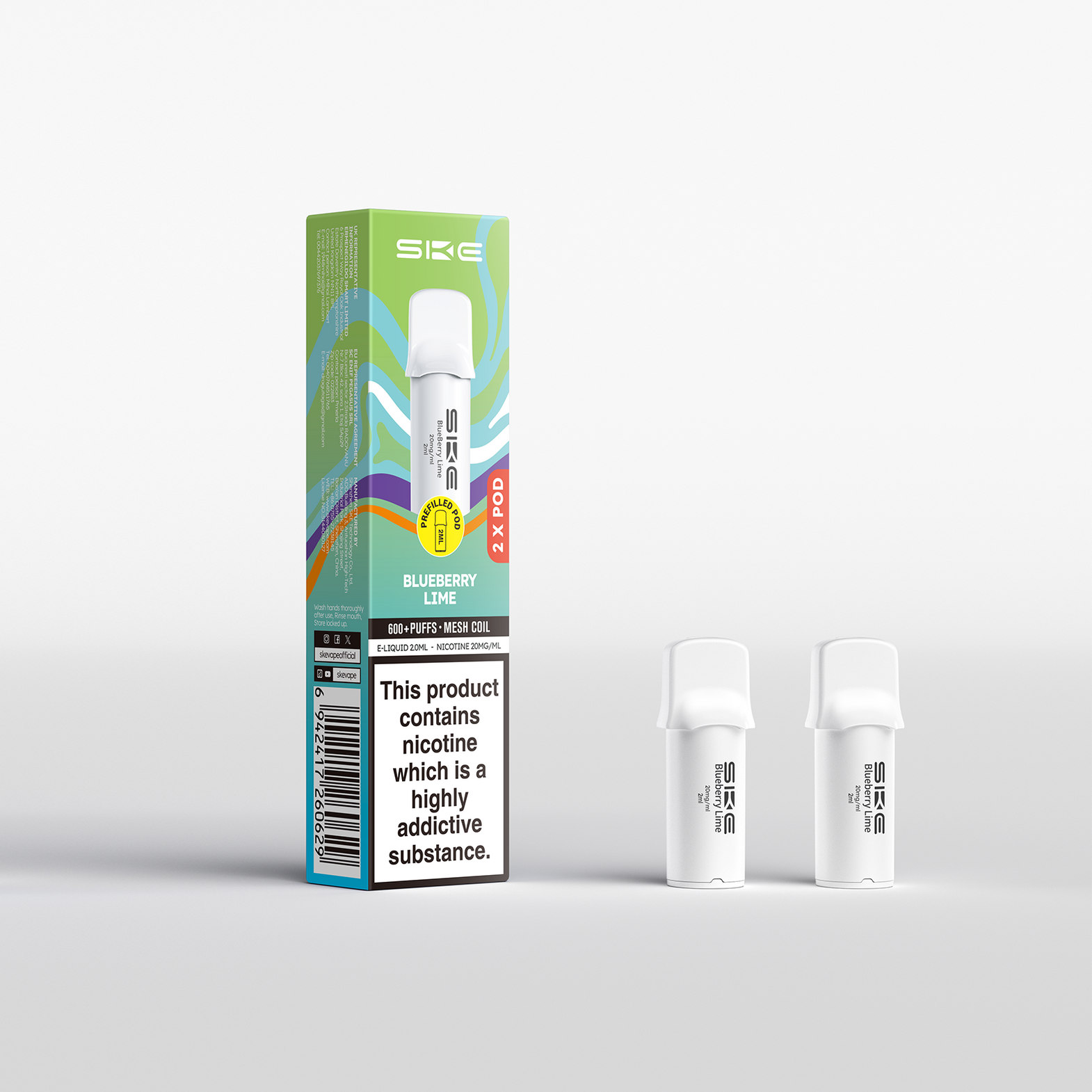 SKE 600 PRO REFILL POD 2 PACK BLUEBERRY LIME (10) Main image