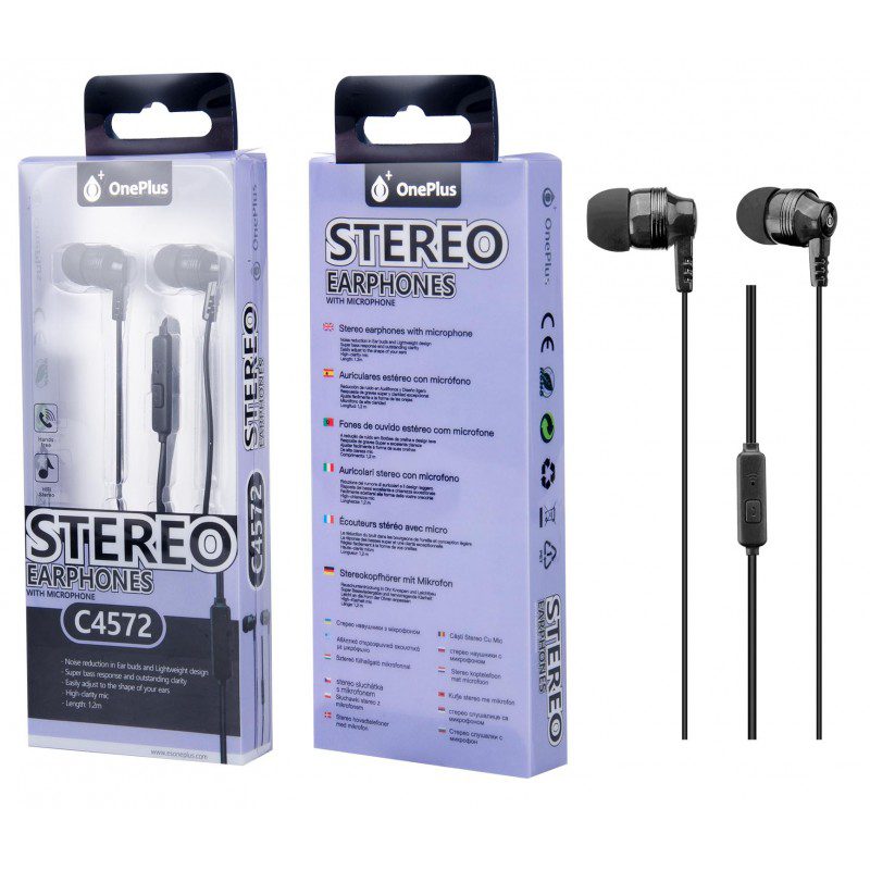 C4572, Stereo Earphones with microphone,1.2m