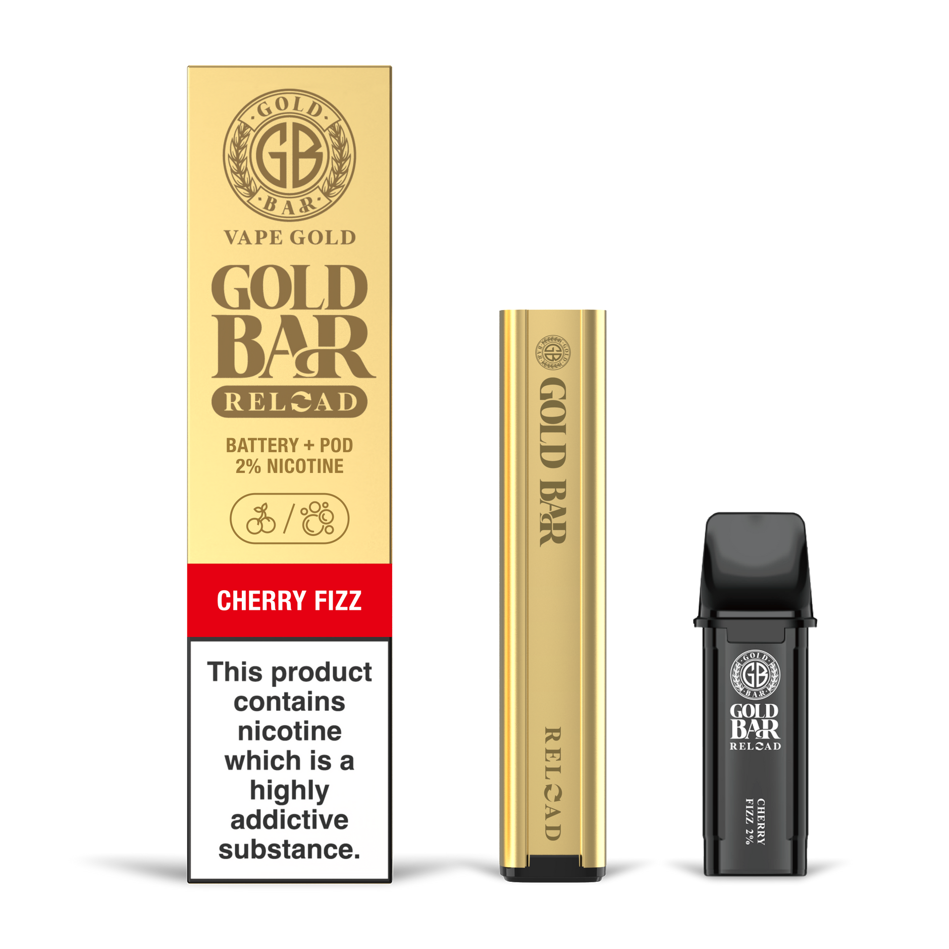 GOLD BAR RELOAD BATTERY + POD CHERRY FIZZ (10) Main image