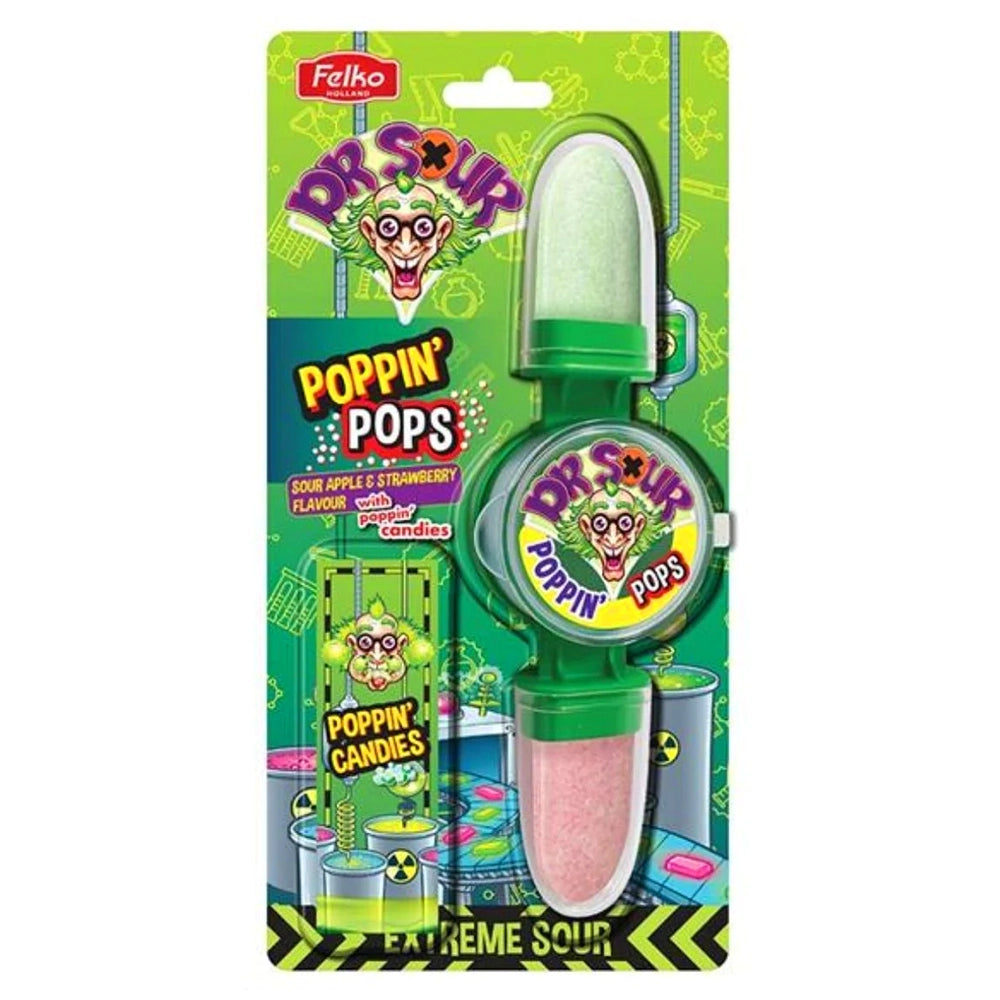 Dr. Sour Poppin' Pops Sour Apple and Strawberry Flavour 35g Pack of 10